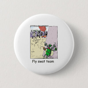 Macaron Rond 5 Cm Fly Swat Team Funny Police Cadeaux & Objets de col