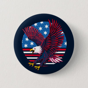 Macaron Rond 5 Cm Flying Eagle and American Flag