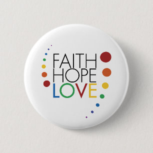 Macaron Rond 5 Cm Foi, espoir, amour - conscience lesbienne gaie