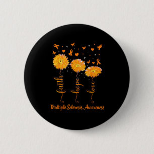 Macaron Rond 5 Cm Foi Espoir Amour Ruban Orange Sclérose en Plaques