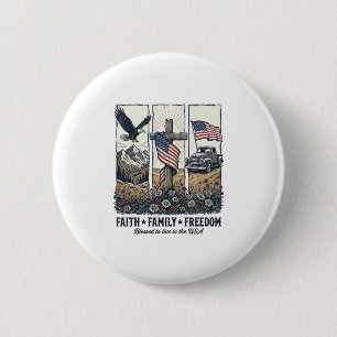 Macaron Rond 5 Cm Foi Famille Liberté Aigle Patriotique Vintage