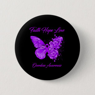 Macaron Rond 5 Cm Foi papillon Espoir Amour Surdose Sensibilisation