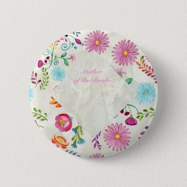 Macaron Rond 5 Cm Folk Flowers Mother of Bride (Devant)
