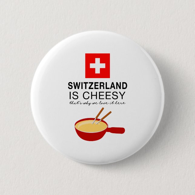 Macaron Rond 5 Cm Fondue suisse drôle (Devant)