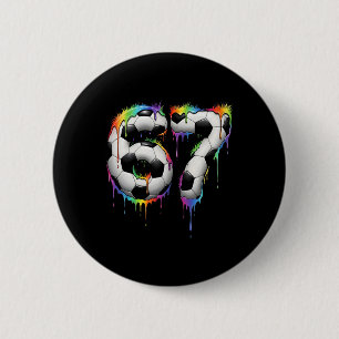 Macaron Rond 5 Cm Football 67 Six Seven Drôle Gen Alpha Meme Arc-en-