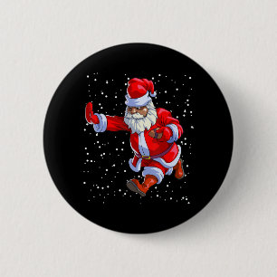 Macaron Rond 5 Cm Football afro-américain noir Santa Claus Afro C