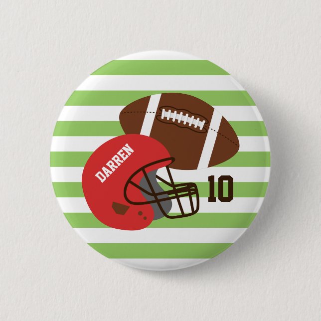 Macaron Rond 5 Cm Football américain et casque rouge (Devant)
