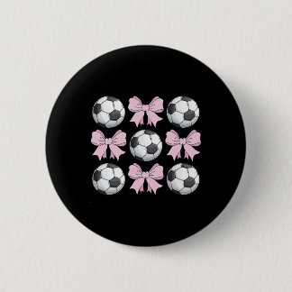 Macaron Rond 5 Cm Football Coquette Nœud Graphique de Foot Féminin M