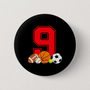 Macaron Rond 5 Cm Football de baseball de baseball de 9 ans