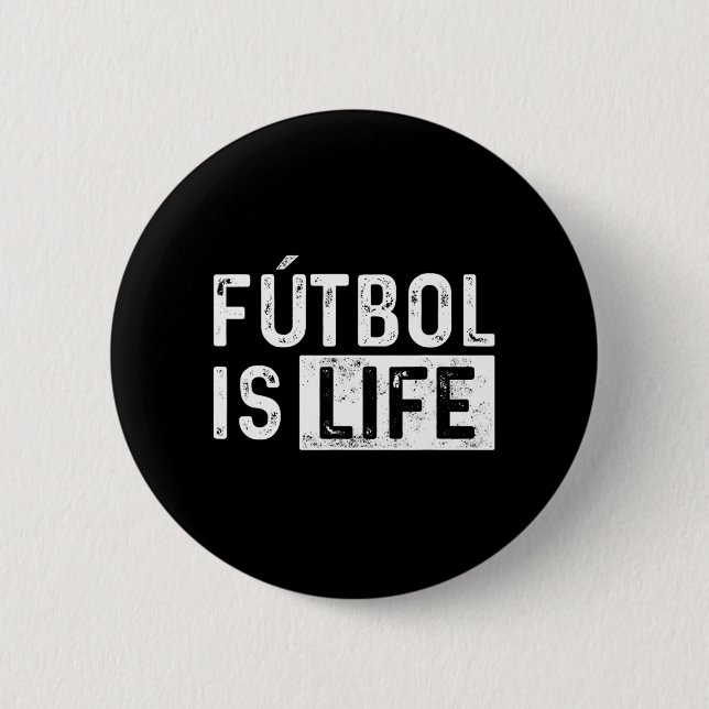 Macaron Rond 5 Cm Football Est Vie Football Amusant Football De Foot (Devant)