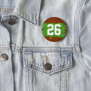 Macaron Rond 5 Cm Football Pigskin Turf Player Number Sports Fan
