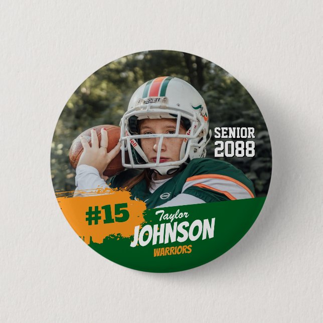Macaron Rond 5 Cm Football Player Senior Night Custom Photo Sports (Devant)