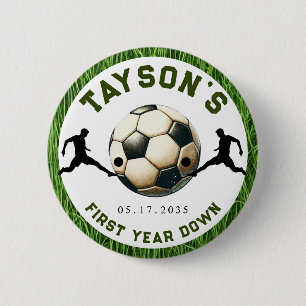 Macaron Rond 5 Cm Football première année bas 1er anniversaire