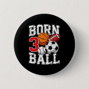 Macaron Rond 5 Cm Football soccer basket-ball garçon né pour son 3èm