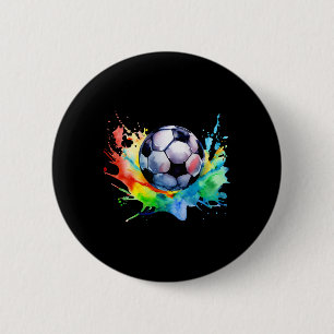Macaron Rond 5 Cm Footbyll Aquarelle Football Byll Artsy Éclaboussur