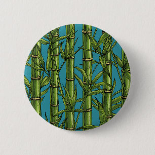 Macaron Rond 5 Cm Forêt de bambou sur bleu