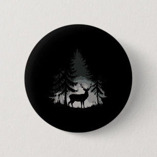 Macaron Rond 5 Cm Forêt de cerfs sauvages faune nature plein air 
