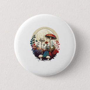 Macaron Rond 5 Cm Forêt de champignons esthétique Goblincore et Cott