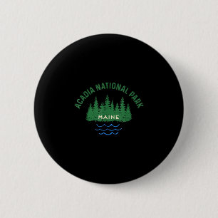 Macaron Rond 5 Cm Forêt de pins acadia parc national maine vintage