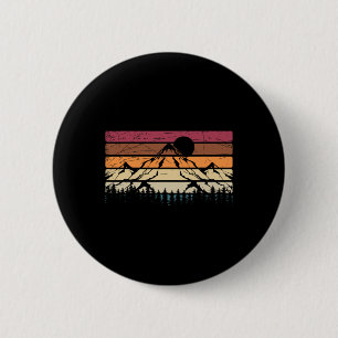 Macaron Rond 5 Cm Forêt Montagne Extérieur Nature Faune Arbres Rétro