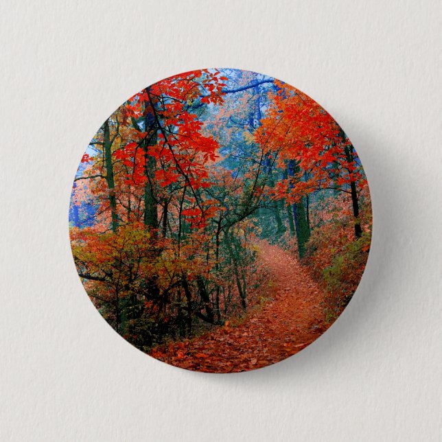 Macaron Rond 5 Cm Forêt peinte Flamme d'automne Cadeaux d'aquarelle (Devant)