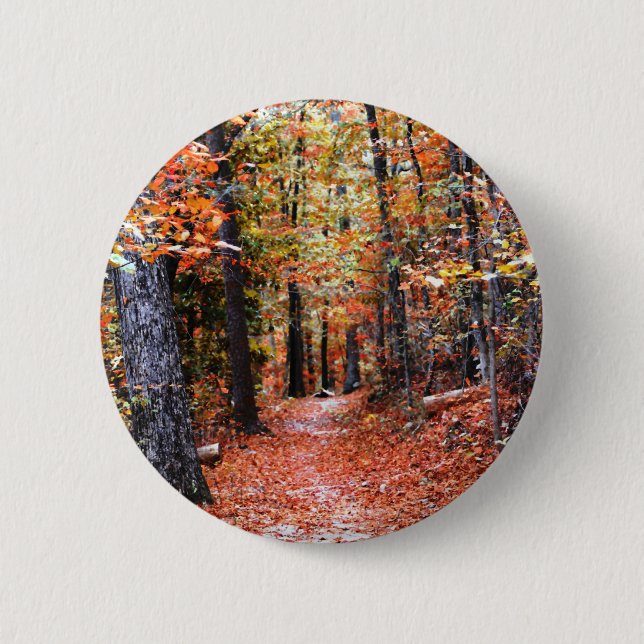 Macaron Rond 5 Cm Forêt peinte sentier d'automne Cadeaux d'aquarelle (Devant)