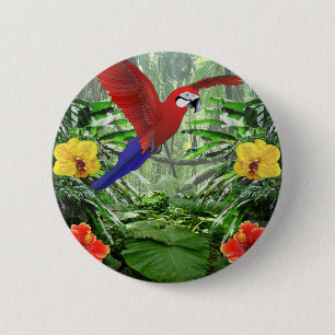 Macaron Rond 5 Cm Forêt tropicale tropicale