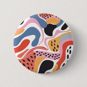 Macaron Rond 5 Cm Formes organiques abstraites colorées motif modern