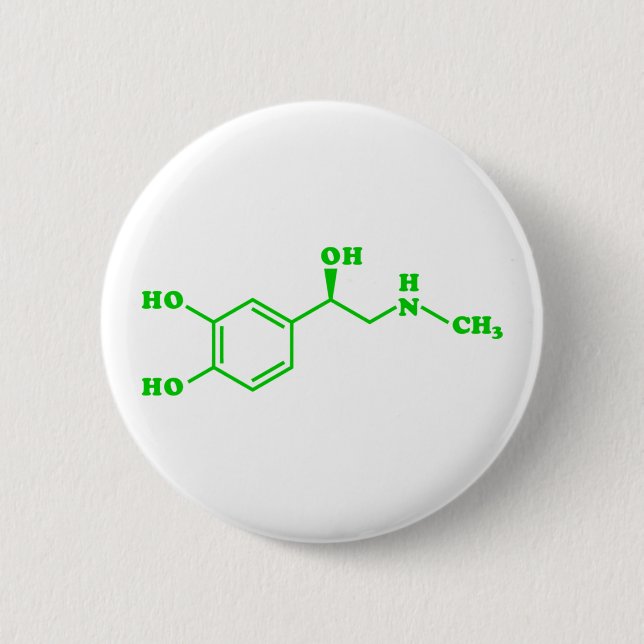 Macaron Rond 5 Cm Formule chimique moléculaire d'adrénaline (Devant)