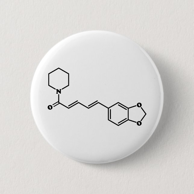 Macaron Rond 5 Cm Formule chimique moléculaire de poivre noir Piperi (Devant)