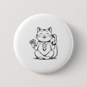 Macaron Rond 5 Cm Fortune Kitty Mème Graphic Kawaii Maneki Neko Doll
