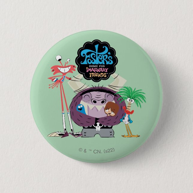 Macaron Rond 5 Cm Foster's Home for Imaginary Friends | Groupe Hug (Devant)