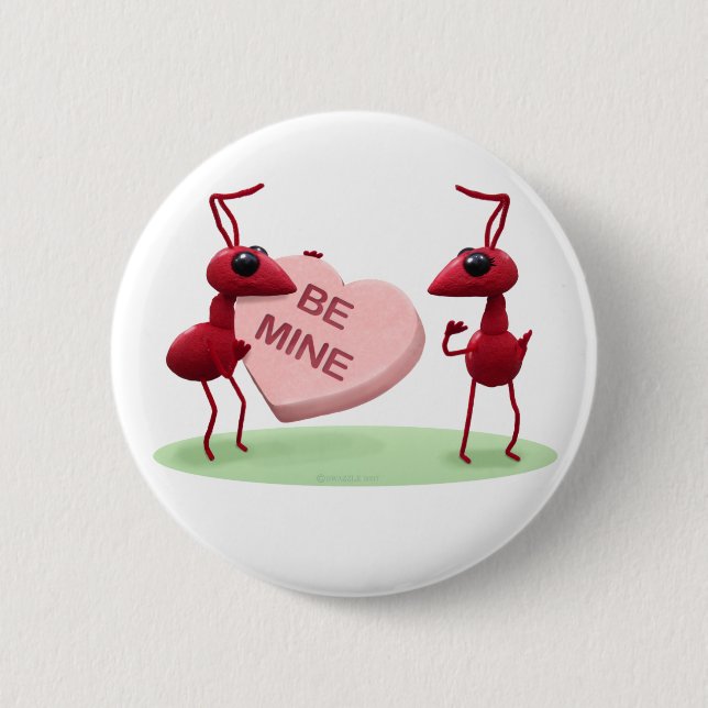 Macaron Rond 5 Cm Fourmis mignonnes du jour de Valentines (Devant)