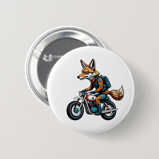Macaron Rond 5 Cm Fox à vélo (Devant & derrière)