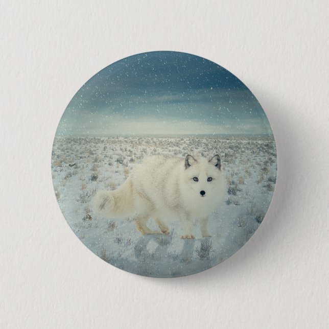 Macaron Rond 5 Cm Fox arctique (Devant)