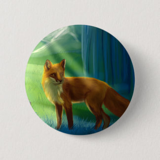 Macaron Rond 5 Cm Fox dans la forêt
