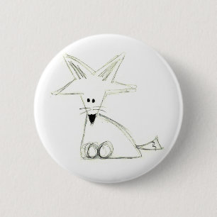 Macaron Rond 5 Cm fox doodle black white gray simple kids drawing