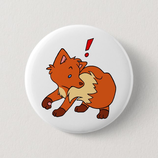 Macaron Rond 5 Cm Fox effrayé (Devant)