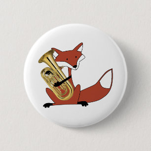 Macaron Rond 5 Cm Fox jouant l'euphonium