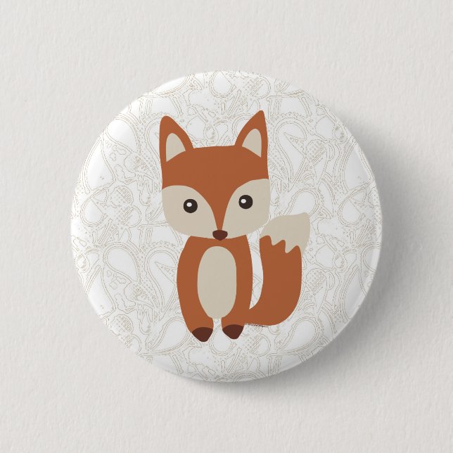 Macaron Rond 5 Cm Fox mignon de bébé (Devant)