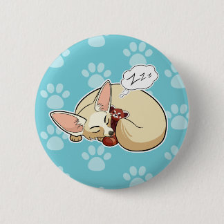 Macaron Rond 5 Cm Fox mignon de Fennec dormant avec le panda rouge