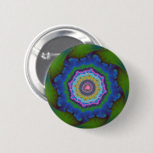 Macaron Rond 5 Cm Fractage coloré vert et bleu