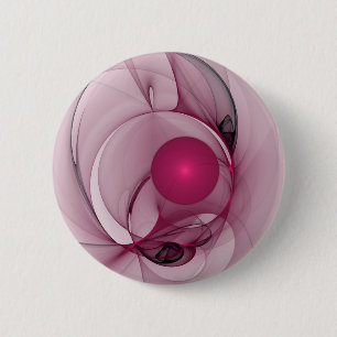 Macaron Rond 5 Cm Fractale balançante, Art Abstrait Moderne Rose Ber