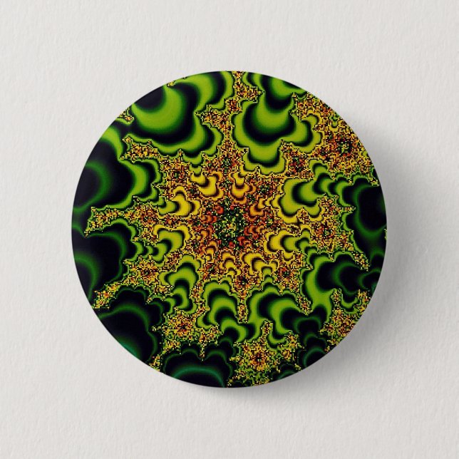 Macaron Rond 5 Cm Fractale verte (Devant)