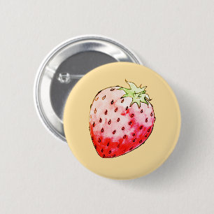 Macaron Rond 5 Cm fraise d'aquarelle jaune