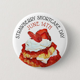 Macaron Rond 5 Cm Fraise Shortcake Day 14th Holiday Button