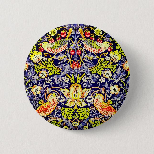 Macaron Rond 5 Cm Fraise Thief Oiseaux William Morris (Devant)