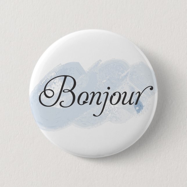 Macaron Rond 5 Cm Français Bonjour (Devant)