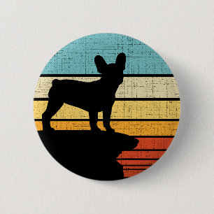 Macaron Rond 5 Cm Français Bulldog Retro Vintage Chien Puppy Proprié