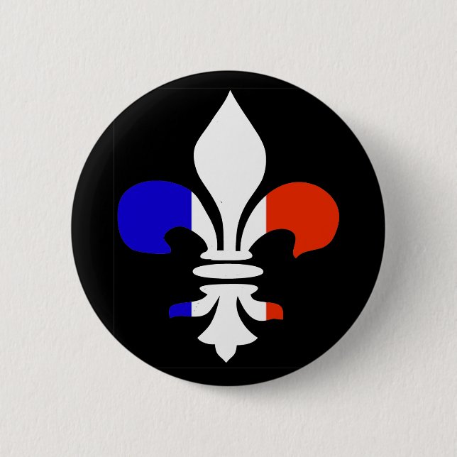 Macaron Rond 5 Cm Français Fleur de lis Button (Devant)